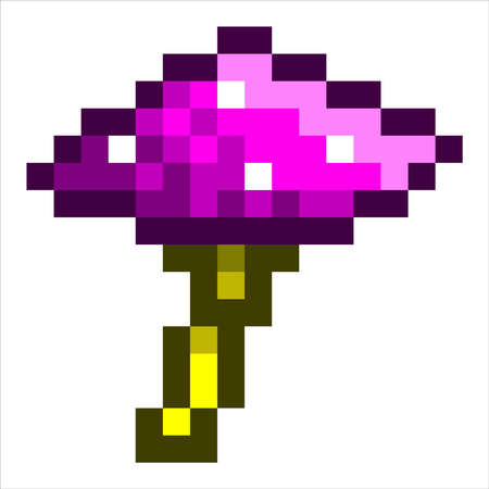 Amanita mushroom pixel art icon. Fly agaric vector illustration, editableのイラスト素材