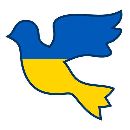 Dove with Ukrainian flag. Peace symbol, pigeon bird vector illustrationのイラスト素材