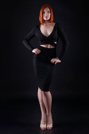 Fashion photo of beautiful lady in elegant evening dressの写真素材
