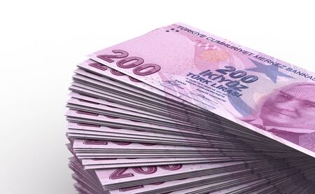 Stack of Turkish Lira  computer generated image の写真素材