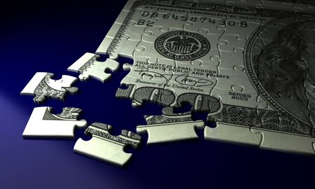 Incomplete Dollar Puzzle  high resolution computer generated image 