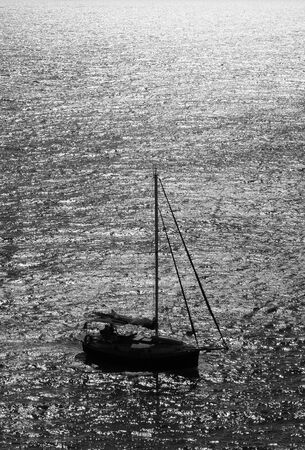 Yatch silhouettes  View from Gumusluk bay Bodrumの写真素材