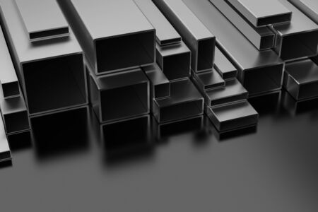 Steel Profiles on black backgroundの写真素材