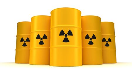 Yellow Radioactive Waste Barrels (Isolated on white background)