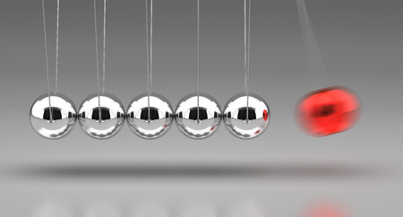 Newton's Cradle With Red Ball
