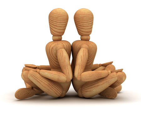 Relaxing with meditation on white backgroundの写真素材