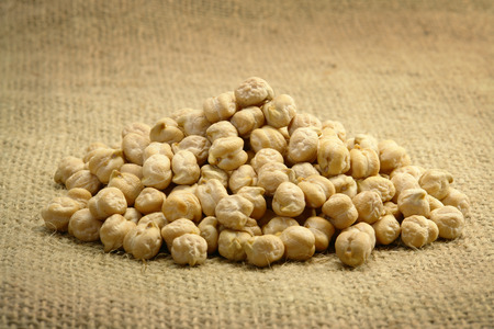 Chickpea on sackclothの写真素材