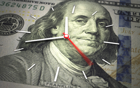 Time and American Dollar. Time is money conceptの写真素材