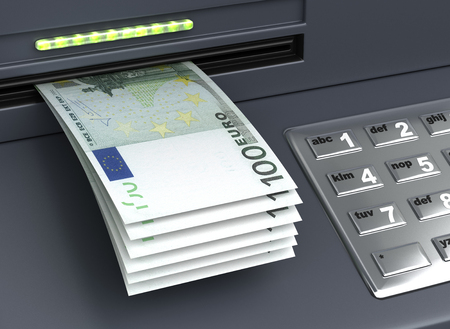 Withdrawal European Euro From The ATMの写真素材
