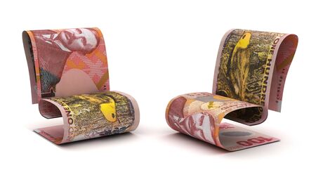 Managing New Zealand Dollar (Isolated on white background)の写真素材