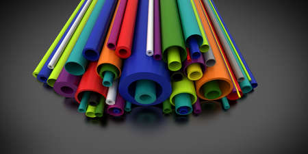 Colorful Plastic pipes on white background