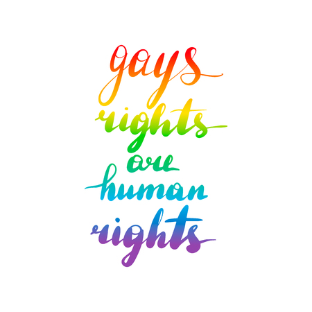 Gays rights are human rights. Lettering inscription LGBT quote. Vector illustration isolated on white background.のイラスト素材