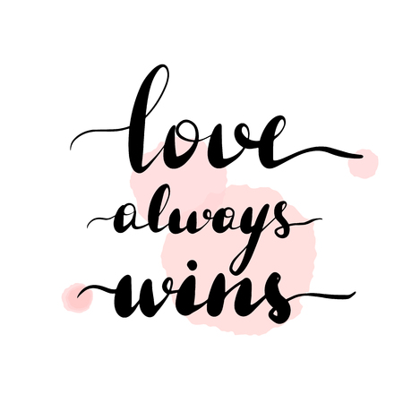 Love always wins. Lettering inscription LGBT quote. Vector illustration isolated on white background.のイラスト素材