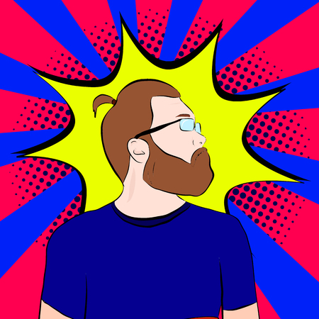 Bearded man in glasses in the style of pop art.のイラスト素材