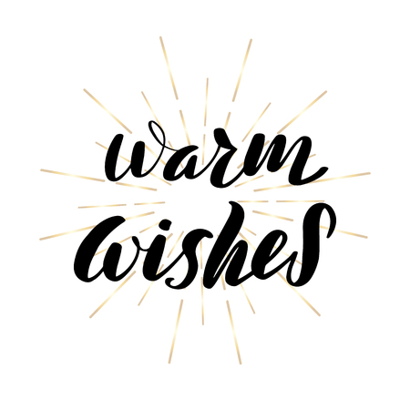 Inspirational handwritten brush lettering inscription warm wishes. Vector illustration.のイラスト素材