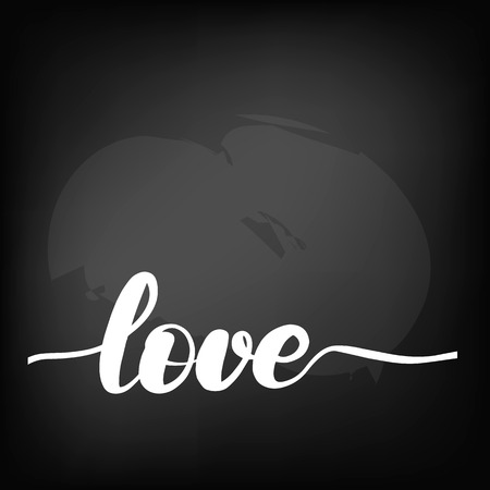 Chalkboard blackboard lettering love. Handwritten text, chalk on a blackboard, vector illustration.のイラスト素材