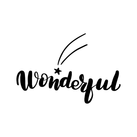 Inspirational handwritten brush lettering inscription wonderful. Vector illustration isolated on white background.のイラスト素材