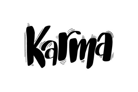 Inspirational handwritten brush lettering karma. Vector calligraphy illustration isolated on white background. Typography for banners, badges, postcard, t-shirt, prints, posters.のイラスト素材