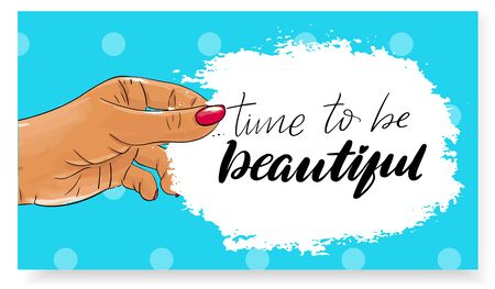 Manicure gift voucher card template Pop art discount couponのイラスト素材