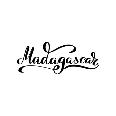 Inspirational handwritten brush lettering Madagascar. Vector calligraphy illustration on white background. Typography for banners, badges, postcard, t-shirt, prints, posters.のイラスト素材