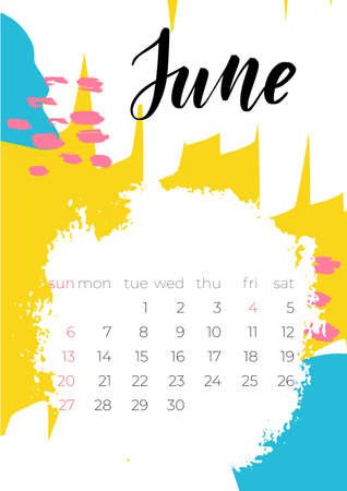 Modern template with june 2021 calendar design printingのイラスト素材