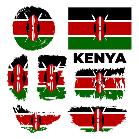 Kenya flag. Brush strokes are drawn by hand.のイラスト素材