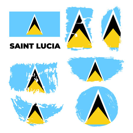 Grunge style brush painted Saint Lucia country flag illustrationのイラスト素材