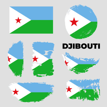 Set of Djibouti flag on isolated background vectorのイラスト素材