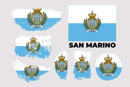 Flag of San Marino in grunge brush stroke, vector grunge illustration.のイラスト素材