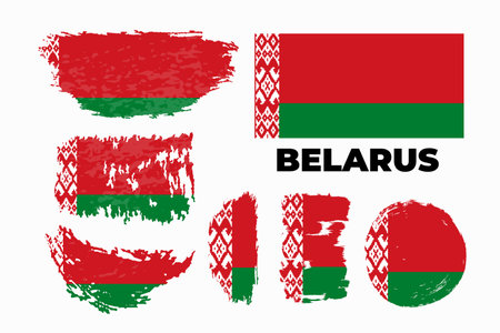 Grunge flag of Belarus. Vector illustration of grunge textureのイラスト素材