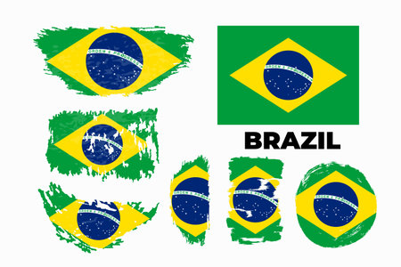 Flag of Brazil on white background. Vector illustration in trendy flat styleのイラスト素材