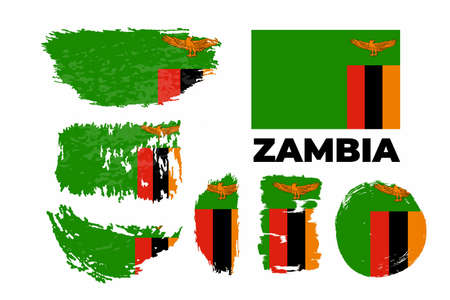 Brush painted grunge flag of Zambia country. Independence day of Zambia.のイラスト素材