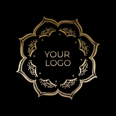 icon ornamental mandala design in gold color. vector illustrationのイラスト素材