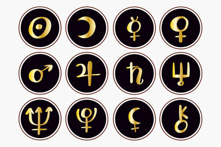 Astrological symbols of planets. These icons are used in astrologyのイラスト素材