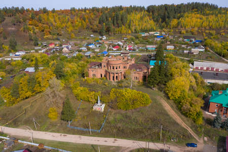 An old abandoned mansion, Deevs castle in the village of Znamenka. Belebey District, Bashkortostan, Russia.の写真素材