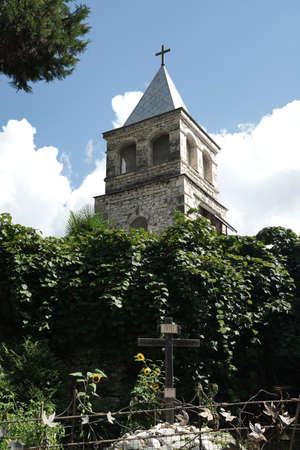 Tower of the Koman monastery in Abkhazia.の写真素材