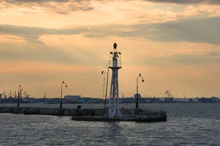 Sunset in seaport in Odessa in Kievの写真素材