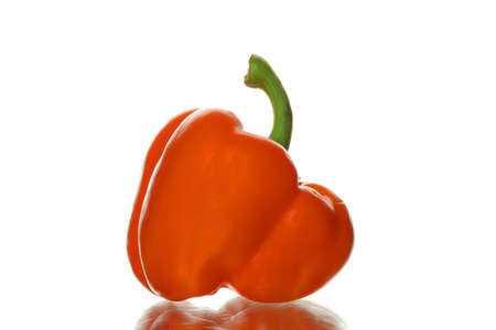 The big sweet orange pepper on a white backgroundの写真素材