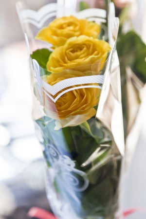 Bunch of flowers as a gift to the womanの写真素材