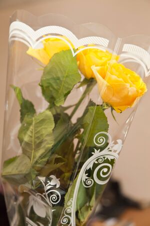 Bunch of flowers as a gift to the womanの写真素材