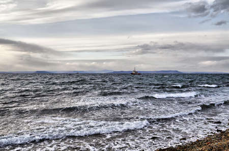 Sea landscape in the light of the evening sun