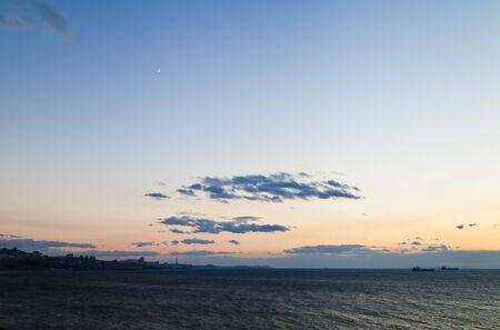 Sea landscape in the light of the evening sunの写真素材