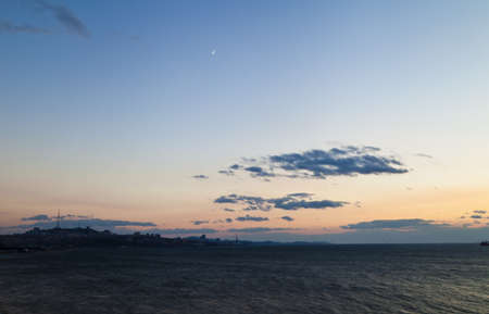 Sea landscape in the light of the evening sun