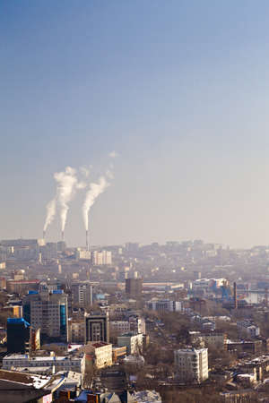 Townscape in beams of the bright midday sunの写真素材