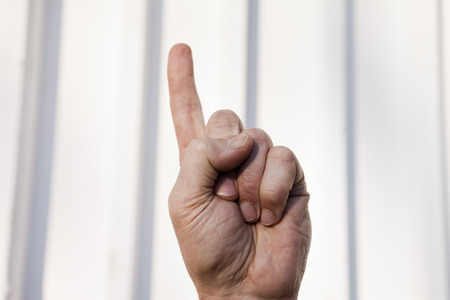 The indication of the direction by means of a hand forefinger