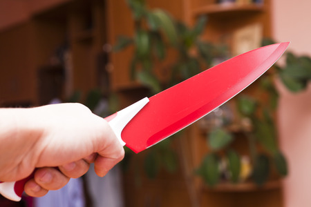 The knife in a hand threatens the one who will come nearerの写真素材