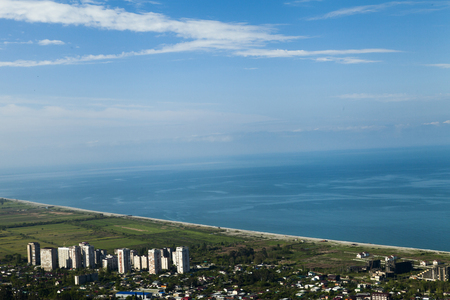 The bay is at sunrise lit with the soft morning sunの写真素材