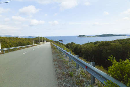 Maritime Bay in calm and clear weather in the cloudsの写真素材