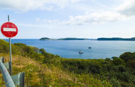 Maritime Bay in calm and clear weather in the cloudsの写真素材