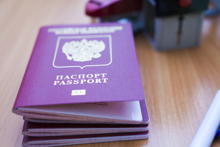 The passport is on the table in anticipation of the passage of controlの写真素材